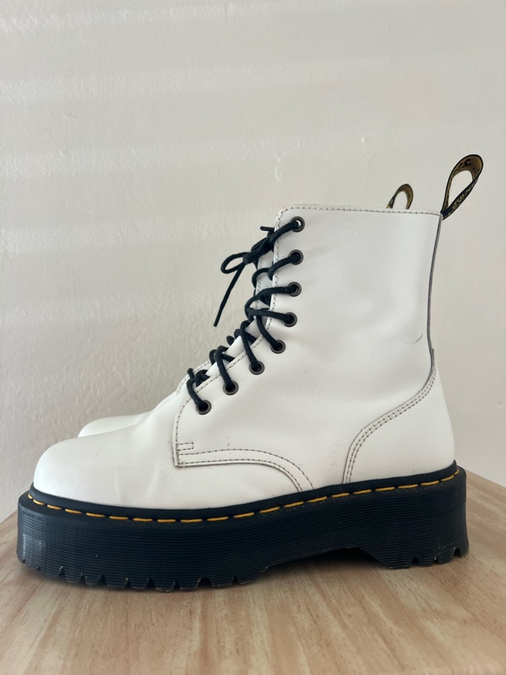 White Dr. Martens Jadon Lace-Up Boots